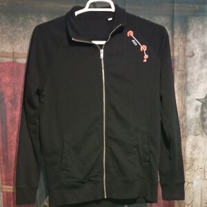 Aires Black Zip-Up Jacket with Red Accents